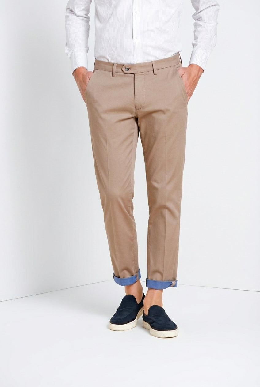 Torino City Travel pantalon chino homme en satin technique stretch slim fit