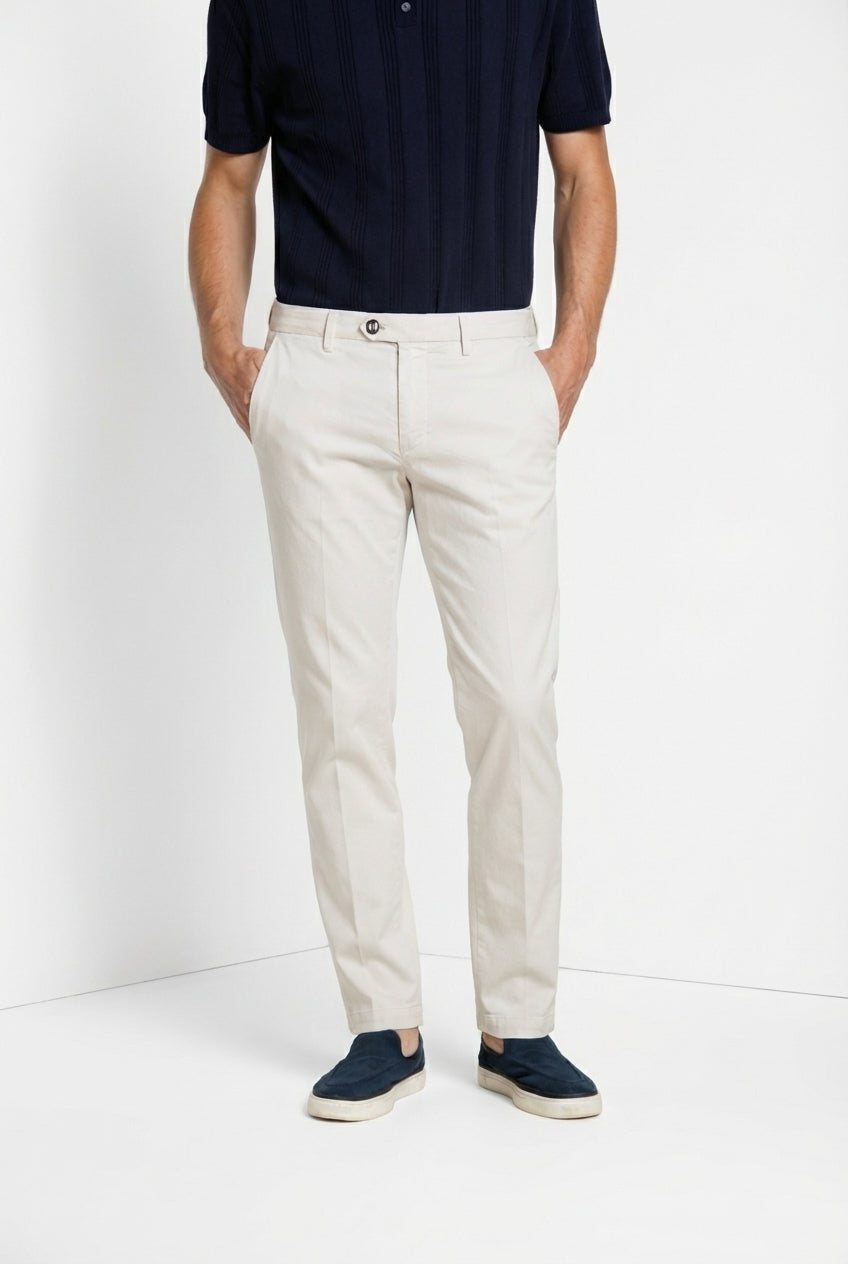 Torino City pantalon chino homme en satin de coton et soie slim fit