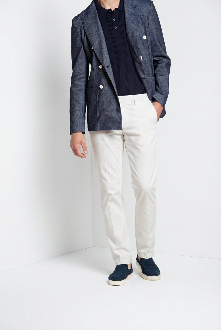 Torino City pantalon chino homme en satin de coton et soie slim fit