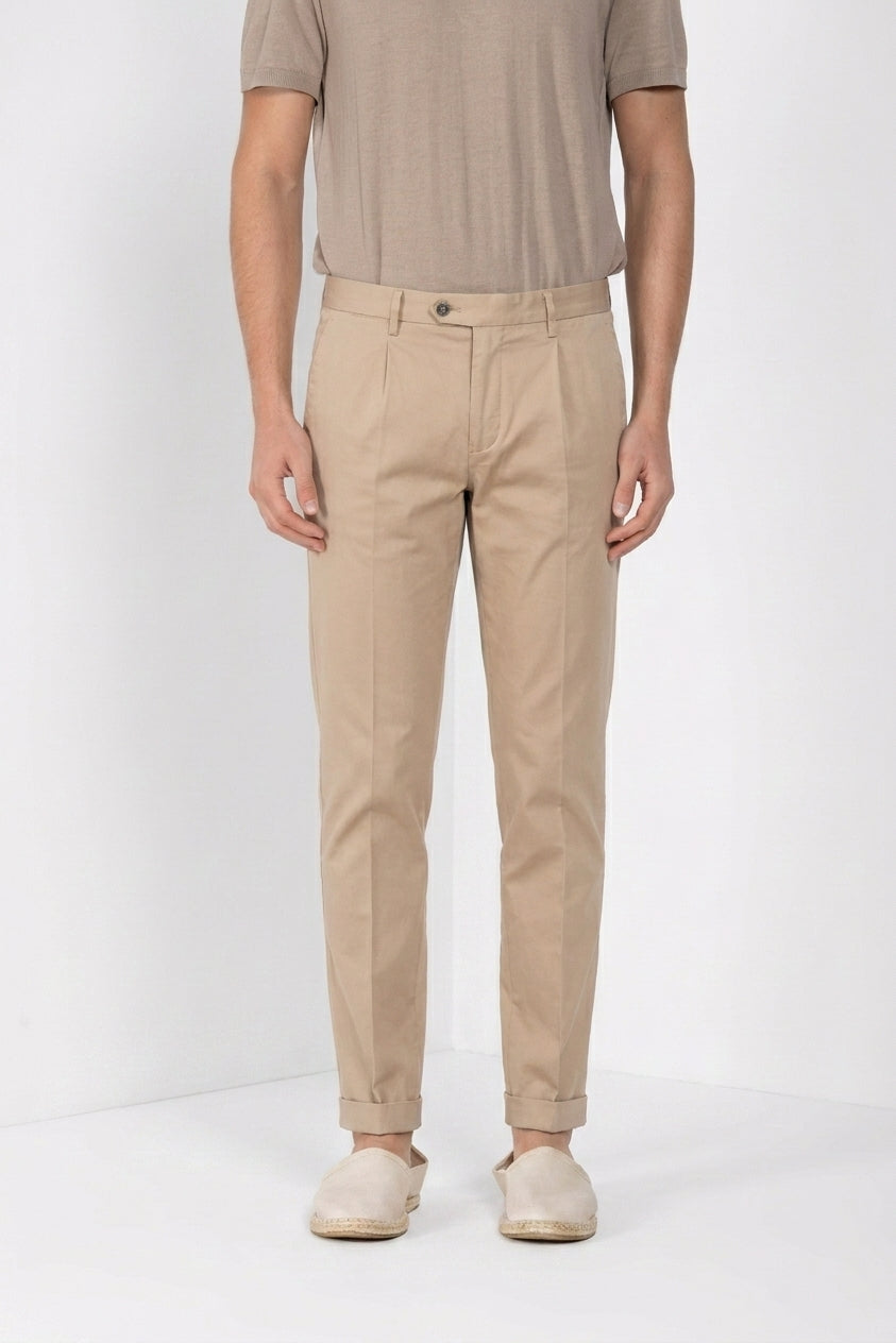 Torino City men's chino pants in cotton and silk satin slim fit