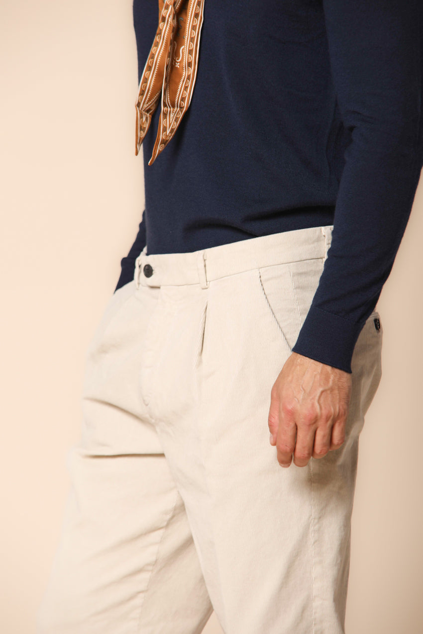 Boston 1 Pinces pantaloni chino uomo in velluto 1000 righe relaxed fit