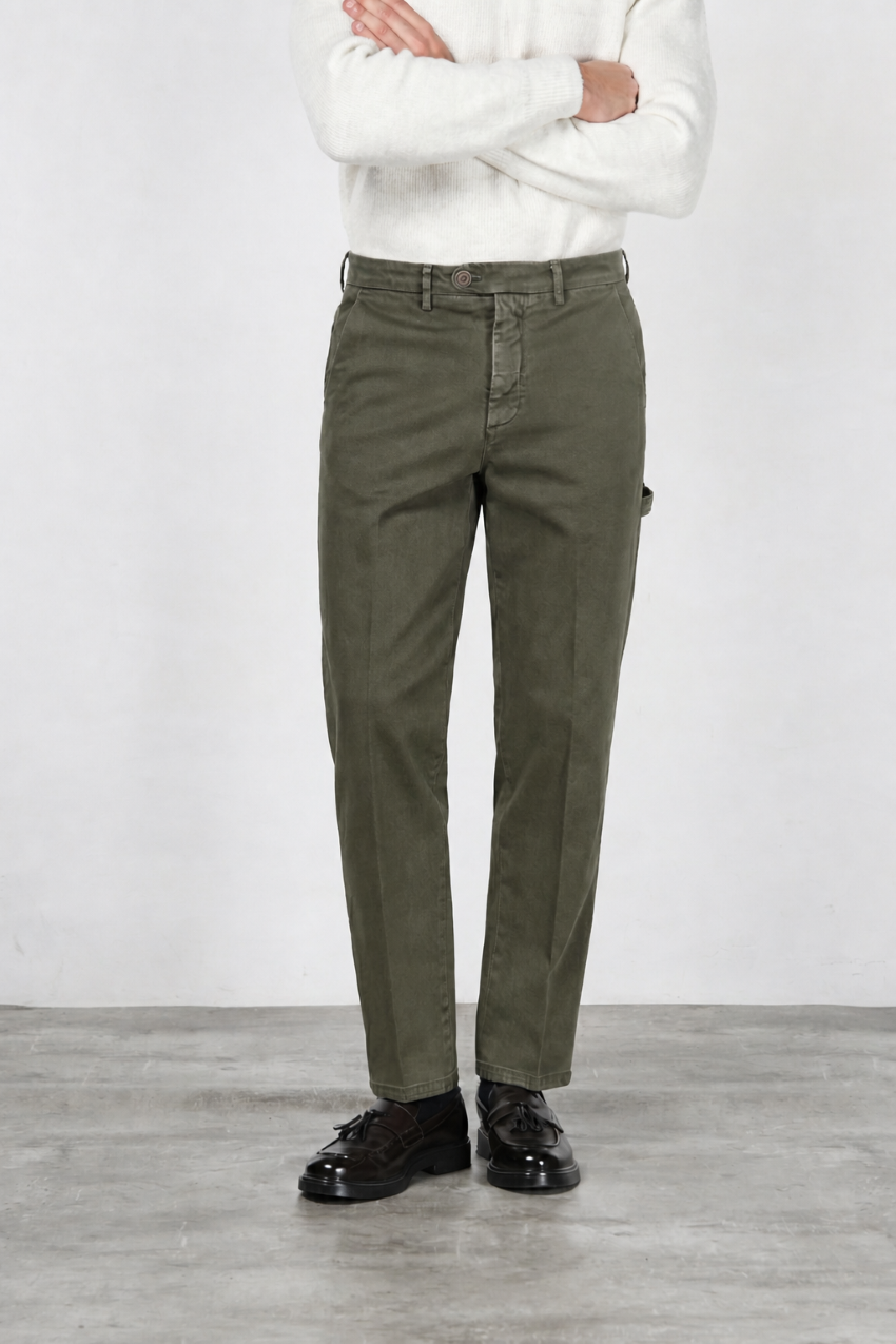 Square Work pantalone chino uomo in bull stretch relaxed fit