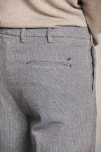 Foto 4 Boston pantalone chino uomo in cotone trama diagonale gessata relaxed fit