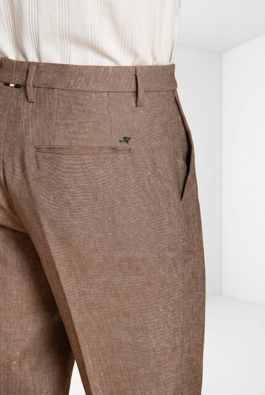 Boston pantalone chino uomo in denim trama diagonale relaxed fit