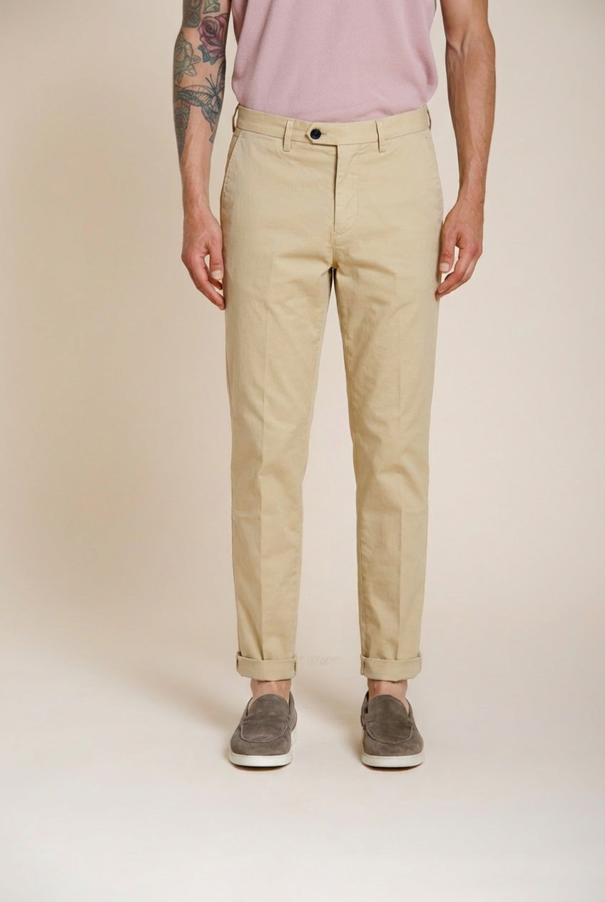 Boston pantalone chino uomo in twill leggero stretch relaxed fit