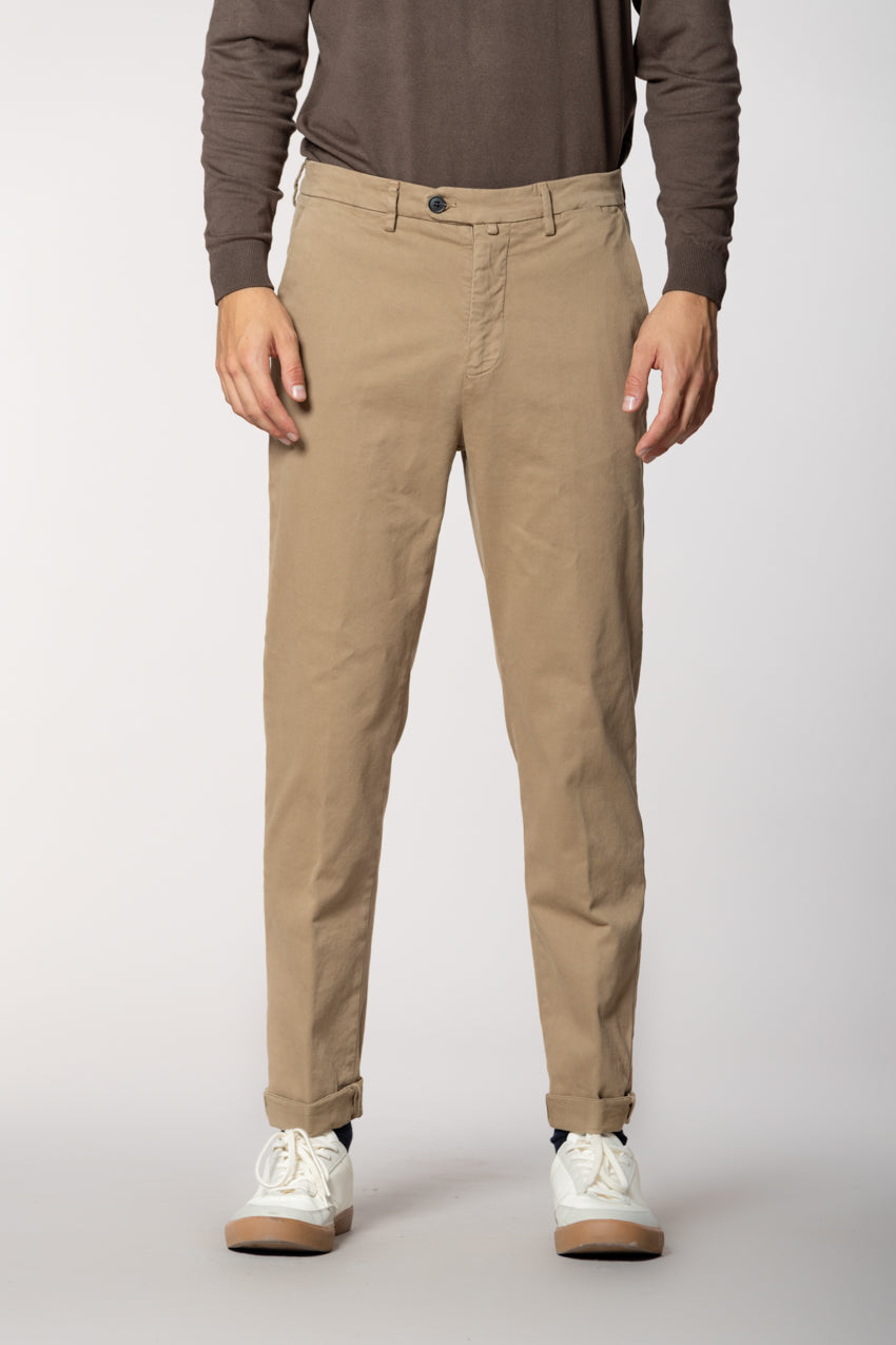 Boston pantalone chino uomo in cotone trama diagonale relaxed fit