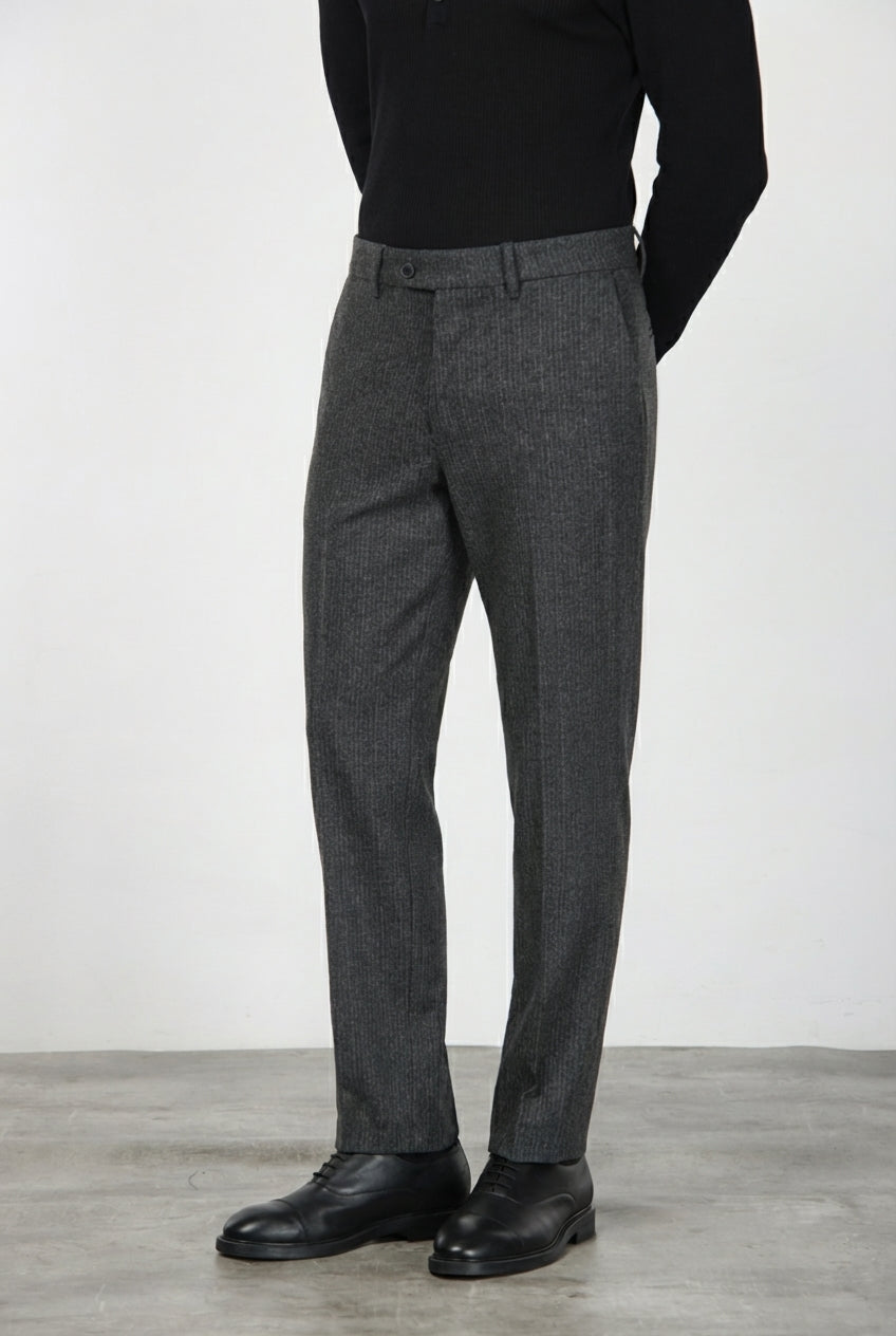 Paris pantalone chino uomo gessato in jersey flanella carrot fit