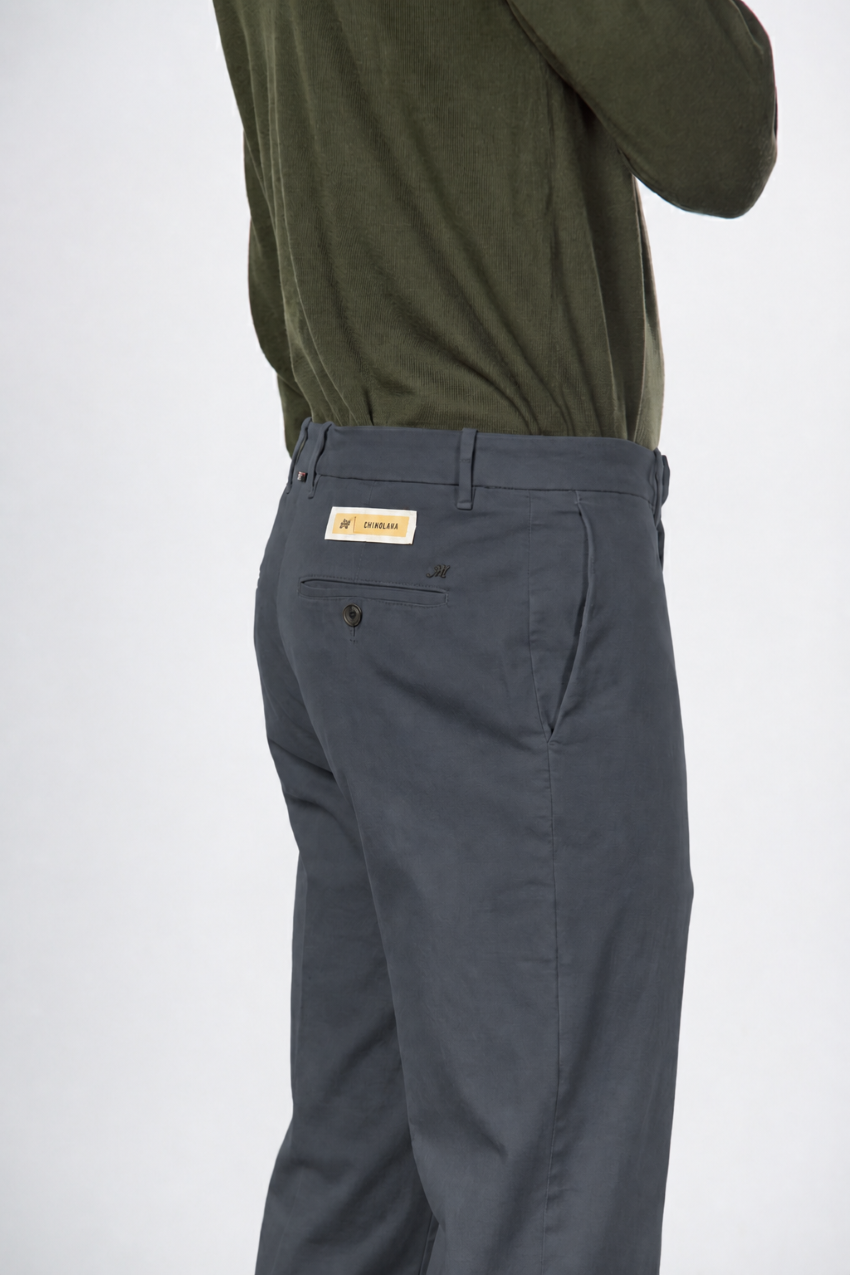 Paris Chinohose für Herren aus Baumwoll- und Wollgabardine mit carrot fit