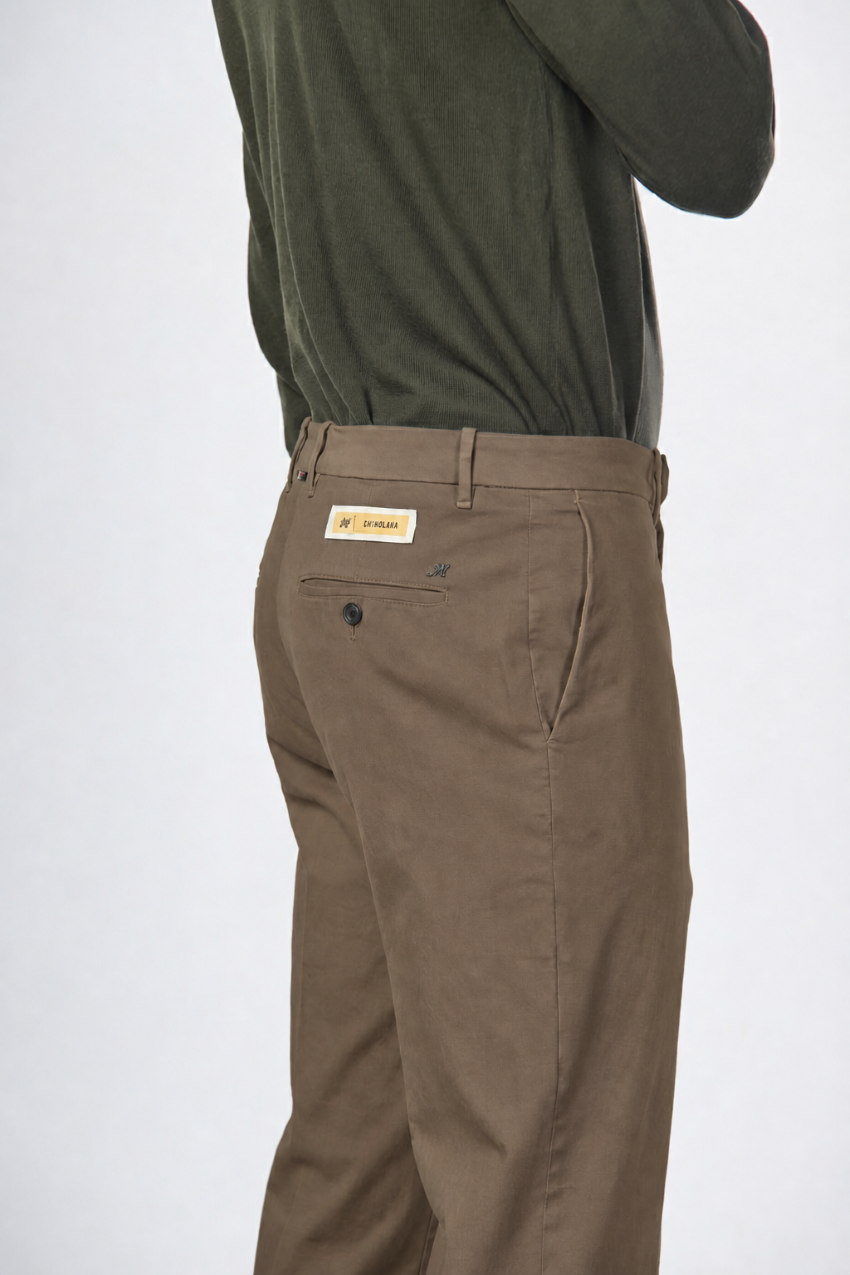 Paris Chinohose für Herren aus Baumwoll- und Wollgabardine mit carrot fit