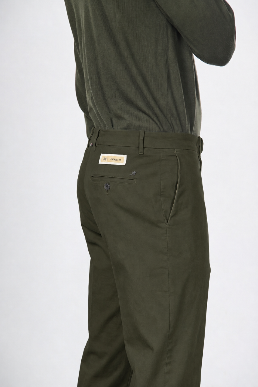 Paris Chinohose für Herren aus Baumwoll- und Wollgabardine mit carrot fit