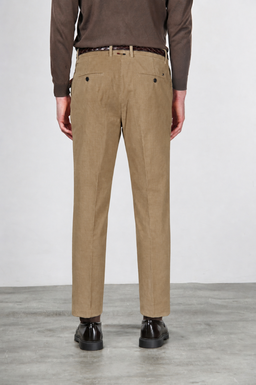 Paris pantalone chino uomo in velluto 1000 righe stretch carrot fit ①