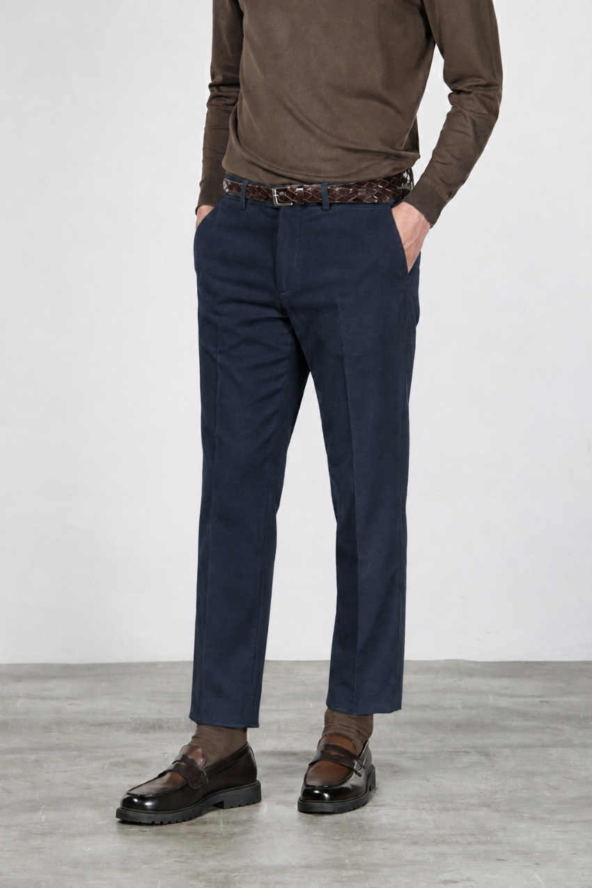 Paris pantalone chino uomo in velluto 1000 righe stretch carrot fit ①