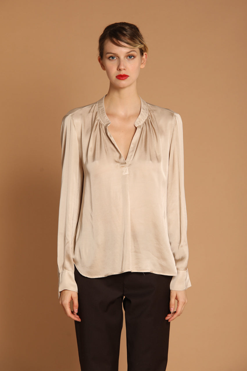 immagine 1 di camicia donna, modello Adele, in viscosa di colore ghiaccio di mason's
