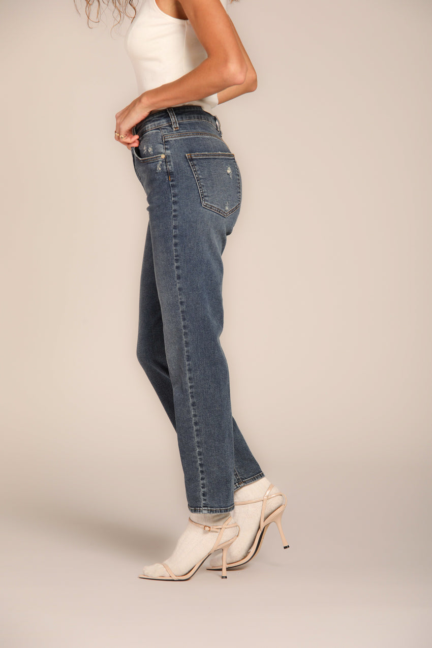 immagine 2 di pantalone donna in denim, di colore blu navy modello Agnes, fit regular di mason's