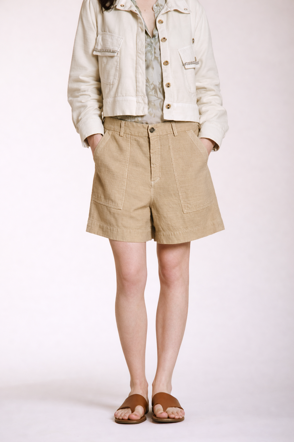 Dallas Damen Cargo Bermuda aus Flammgarn-Baumwolle relaxed fit