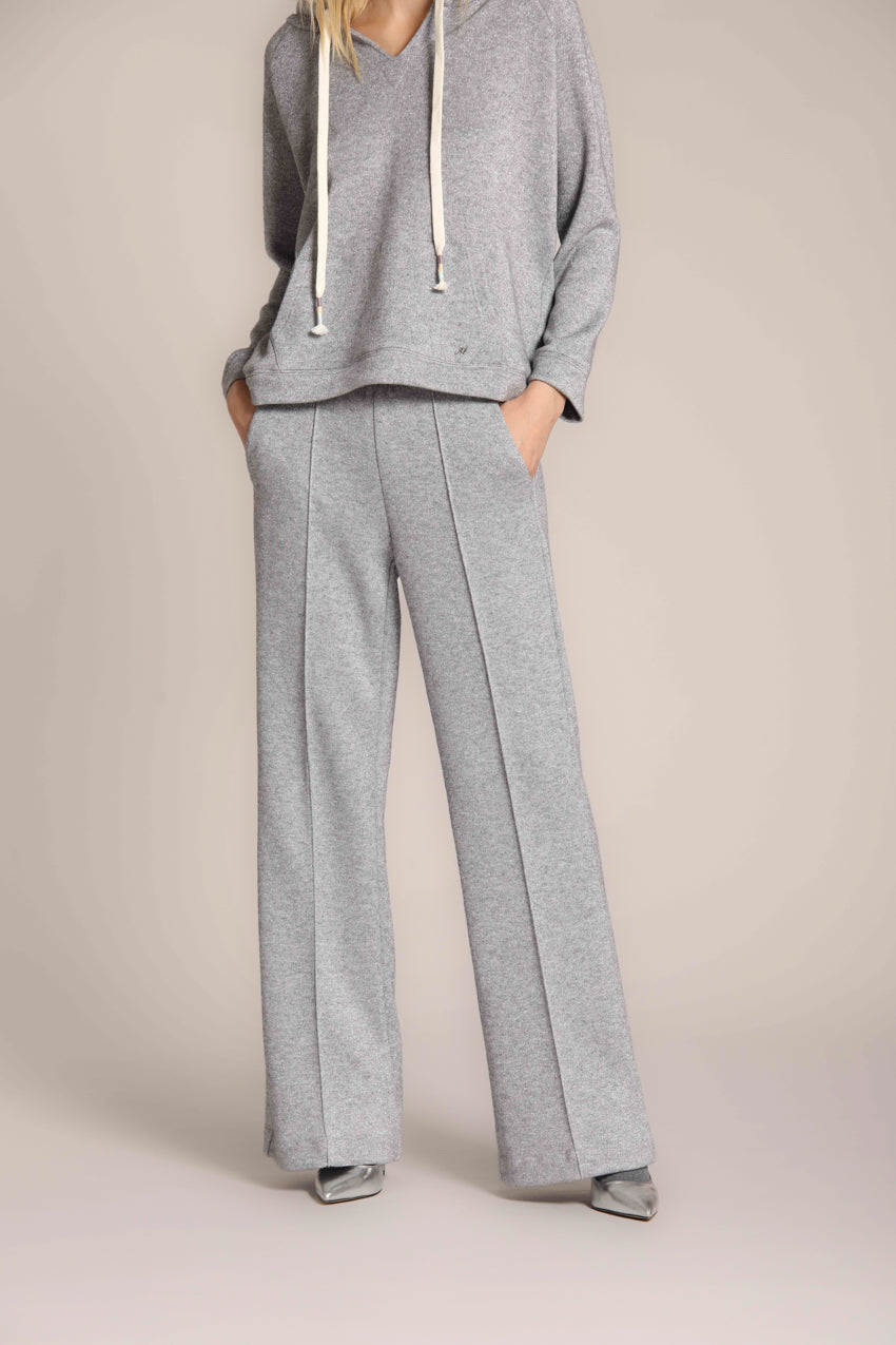 immagine 1 di pantalone chino donna, modello Easy Straight, di colore grigio, in jersey felpato fit straight di mason's