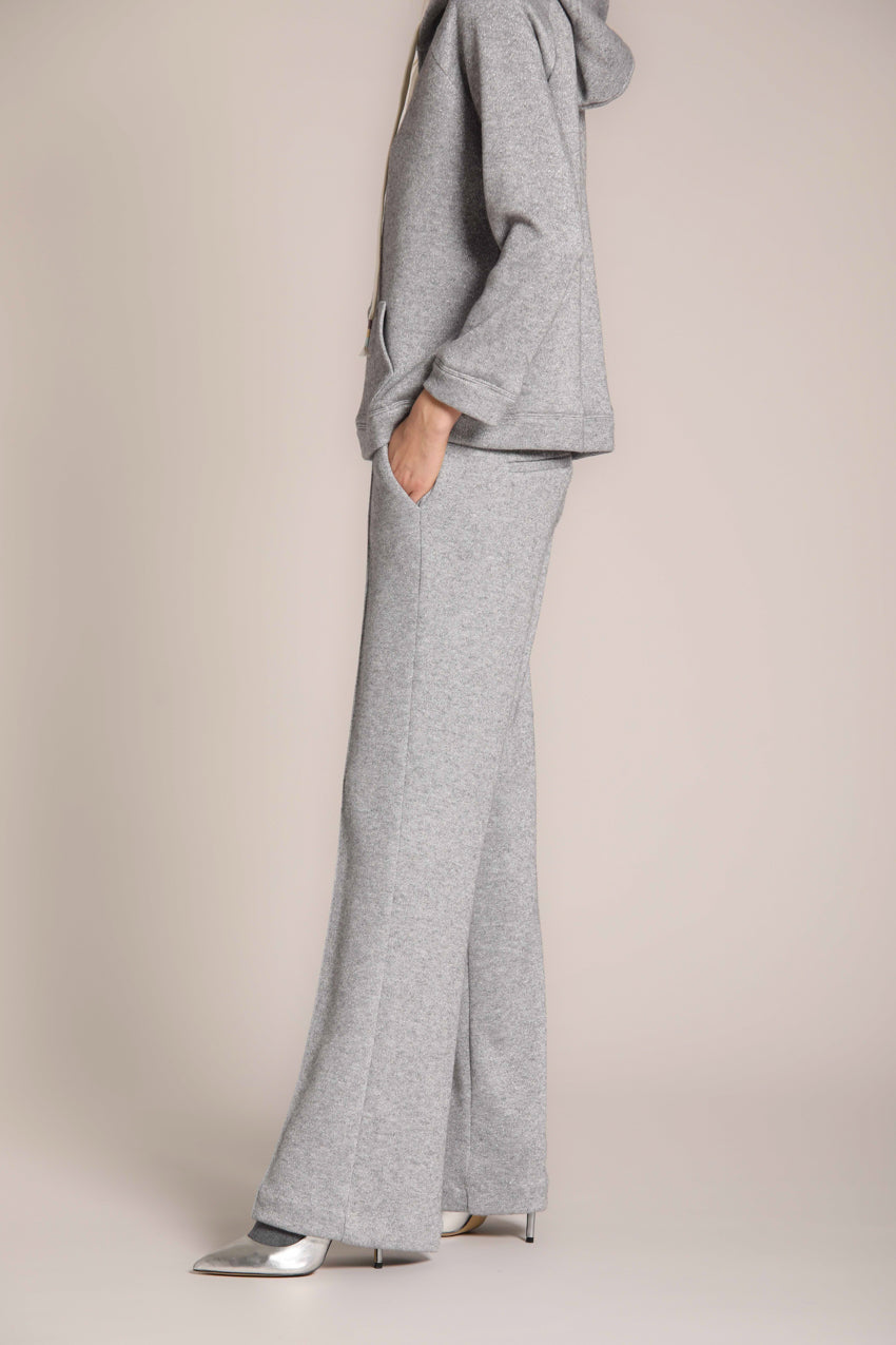 immagine 2 di pantalone chino donna, modello Easy Straight, di colore grigio, in jersey felpato fit straight di mason's