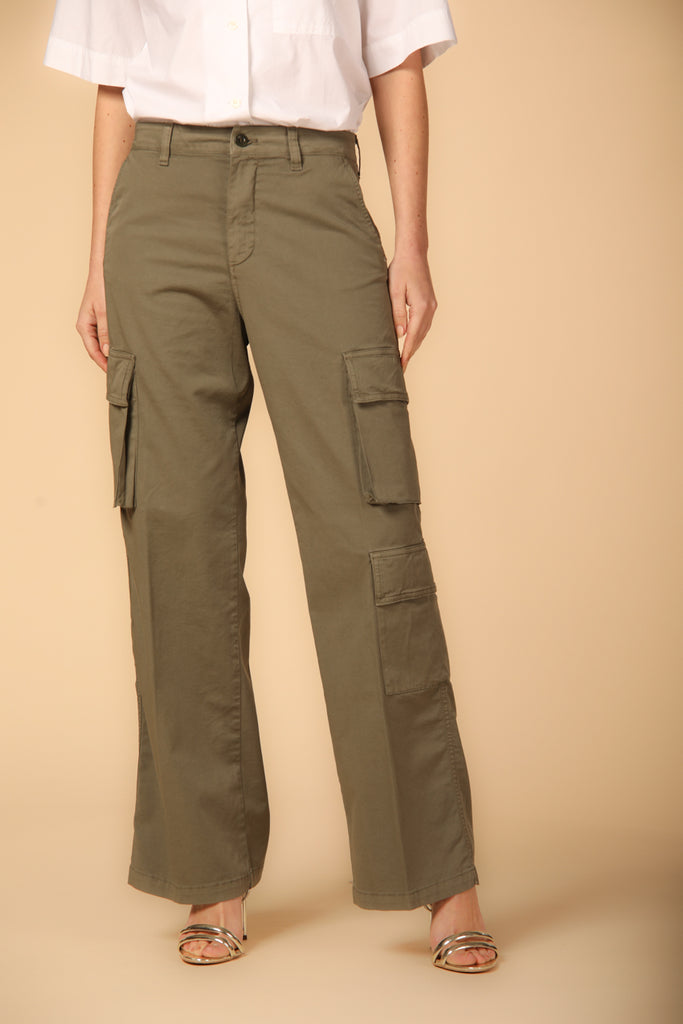 Image 1 de pantalon cargo pour femme, modèle Havana, en vert militaire fit relaxed de Mason's