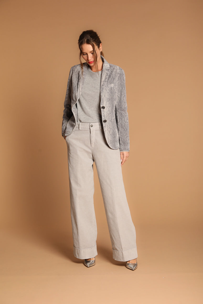 immagine 2 di pantalone chino donna, modello New York Studio, di colore grigio, fit relaxed di mason's