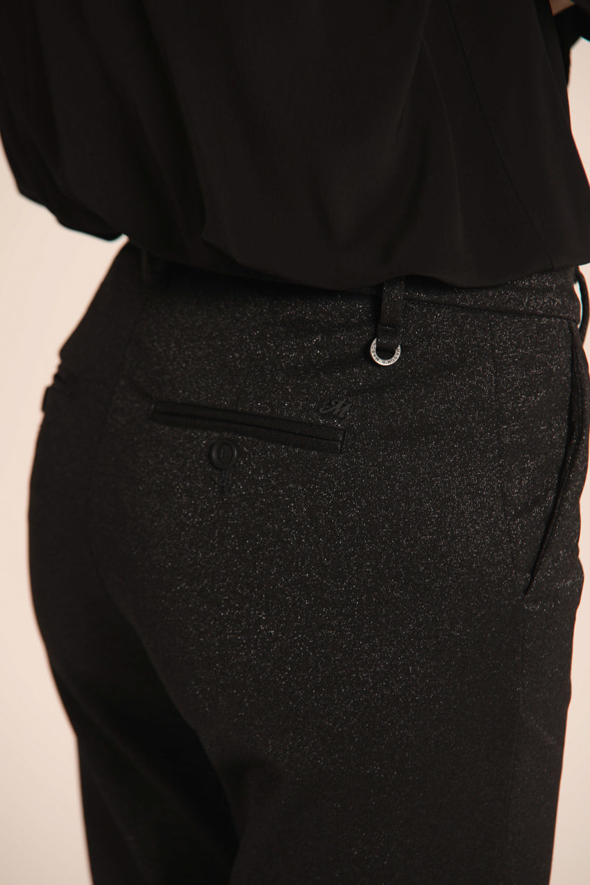 immagine 3 di pantalone chino donna, modello New York Trumpet di colore nero, lurex con fit slim di Mason's