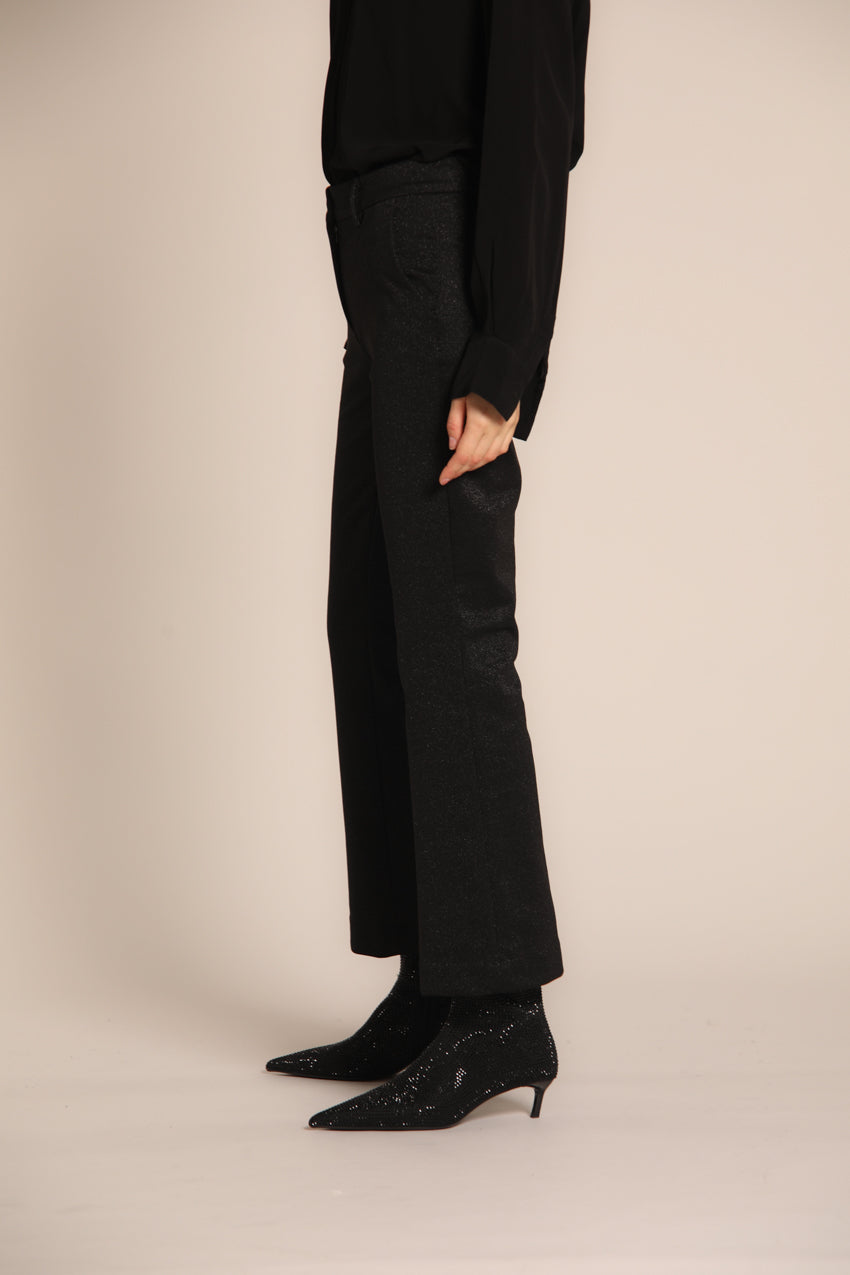 immagine 2 di pantalone chino donna, modello New York Trumpet di colore nero, lurex con fit slim di Mason's