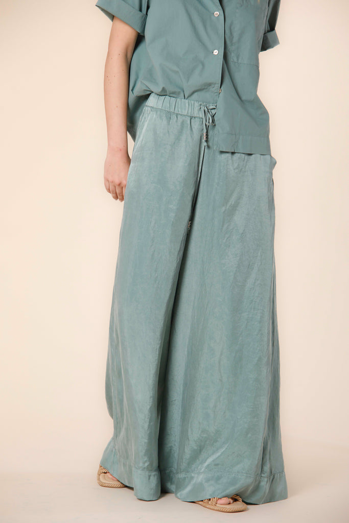  Image 1 de pantalon chino femme en modal, modèle Portofino, couleur vert menthe de Mason's.