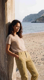 Chile City pantalon cargo femme en gabardine stretch slim fit