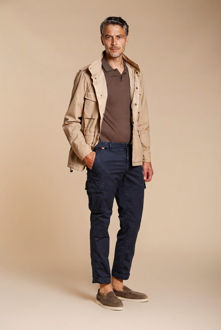 Chile pantalon cargo homme en gabardine stretch regular fit