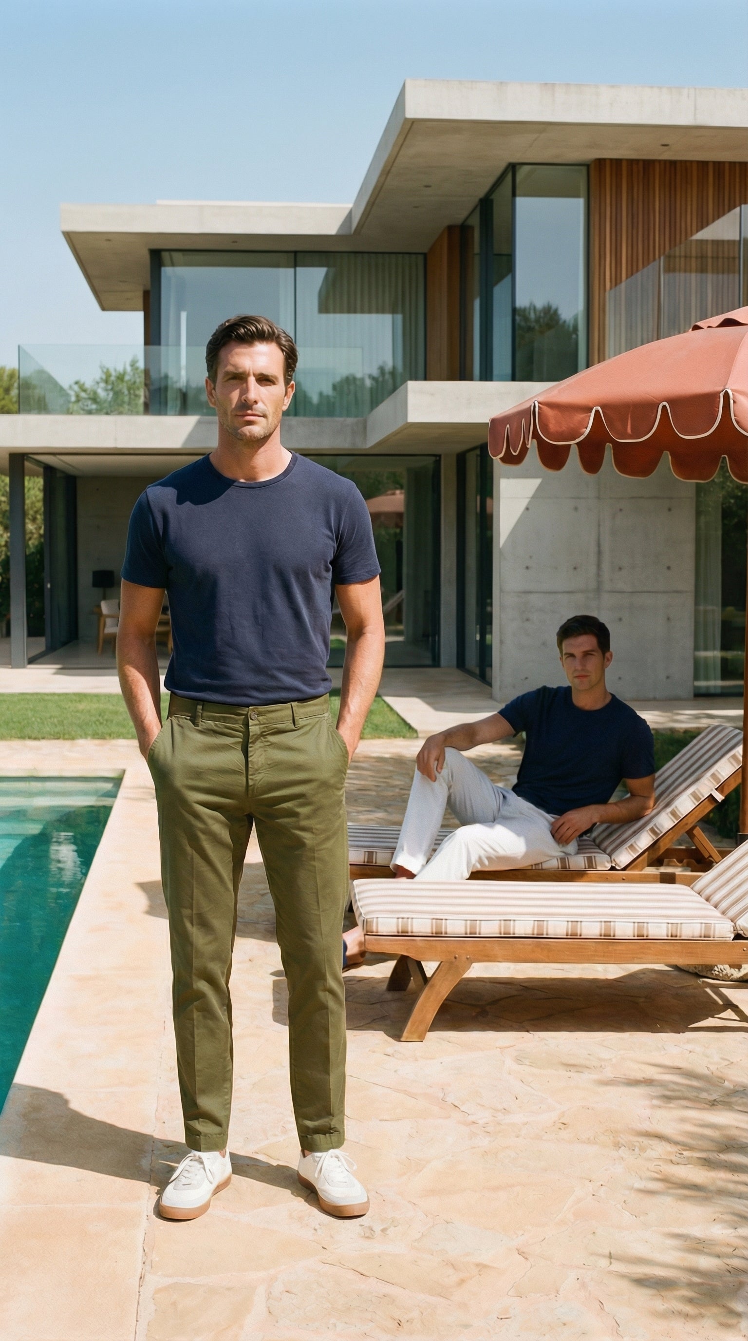 Milano men's chino pants in stretch gabardine extra slim fit ①