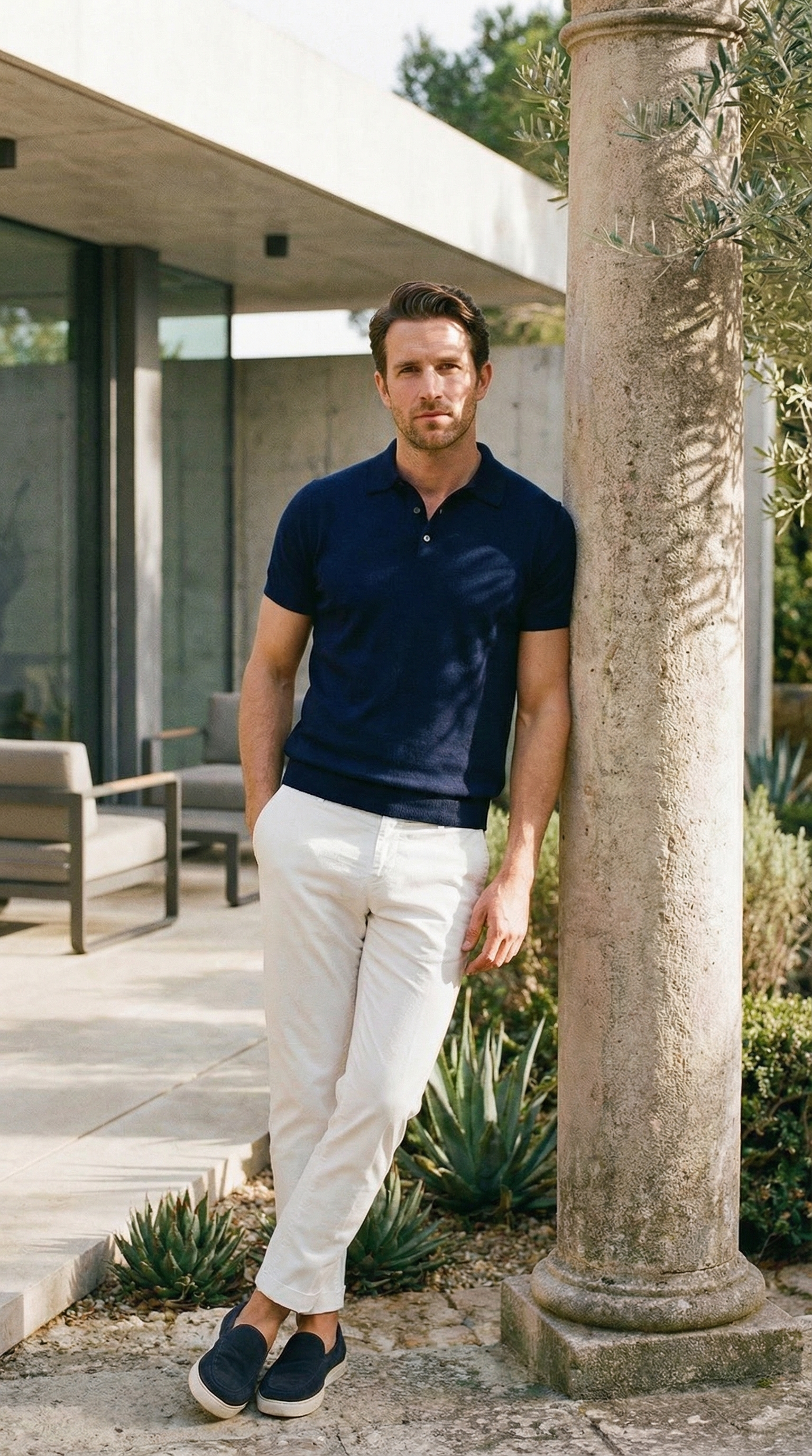 Milano men's chino pants in stretch gabardine extra slim fit ①