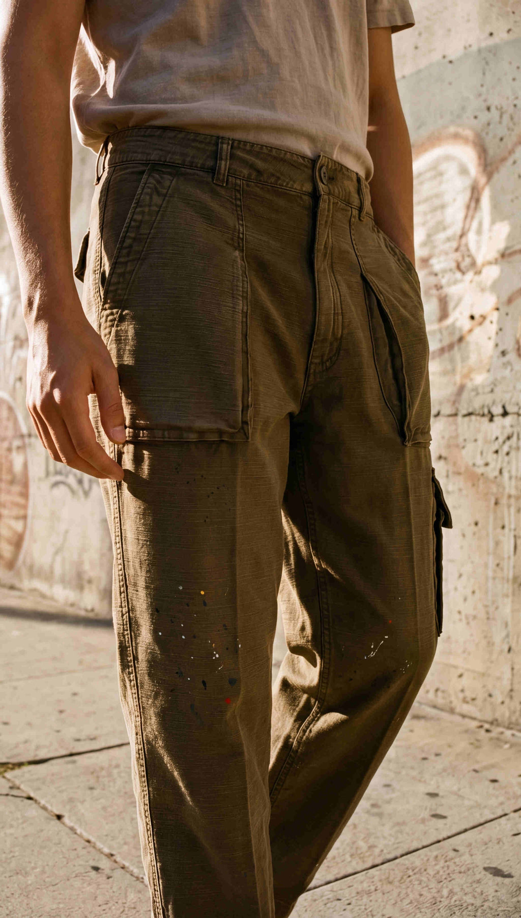 Cuba Work M74 pantalone cargo uomo in cotone fiammato relaxed fit ①