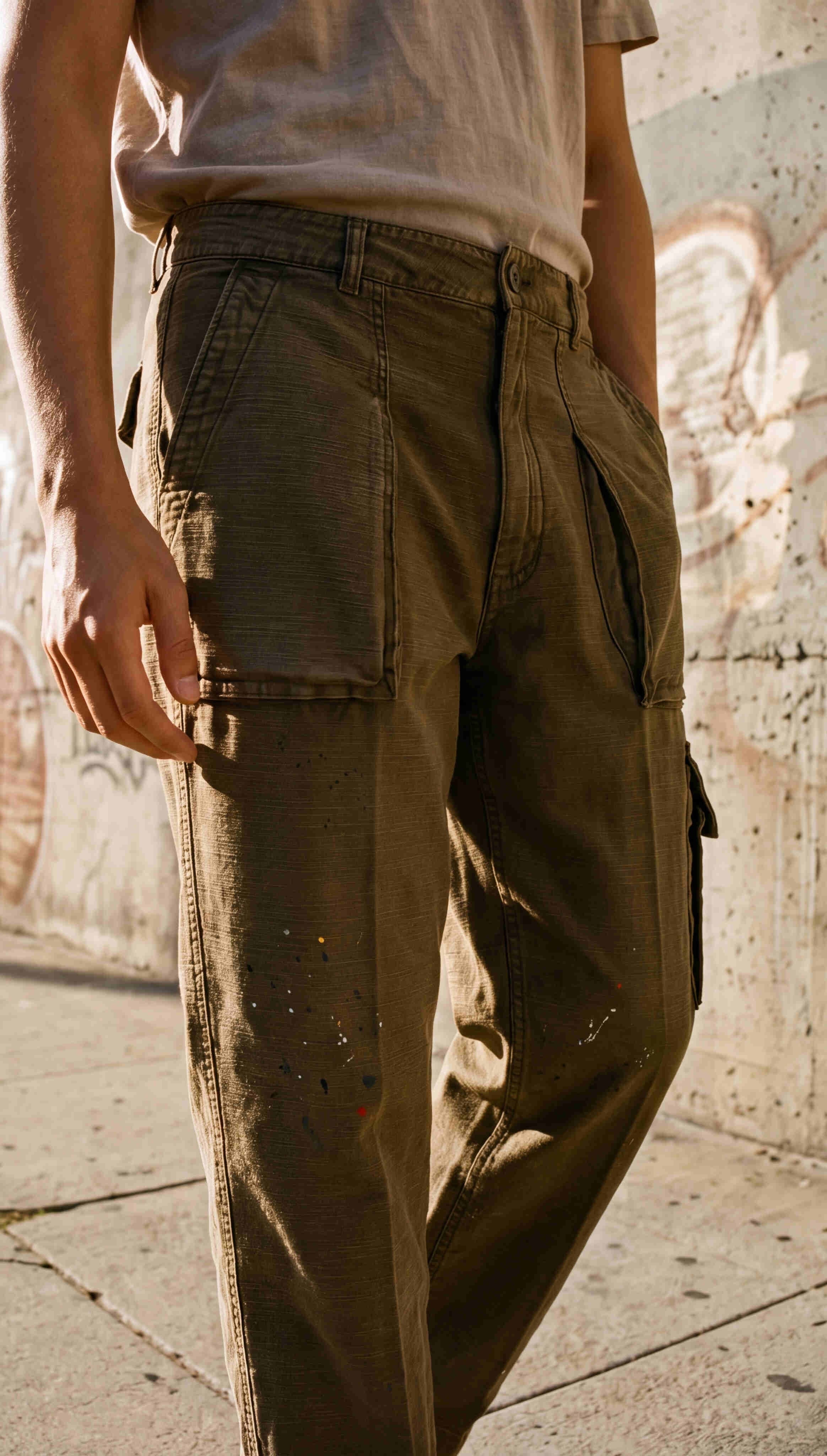 Cuba Work M74 pantalone cargo uomo in cotone fiammato relaxed fit ①