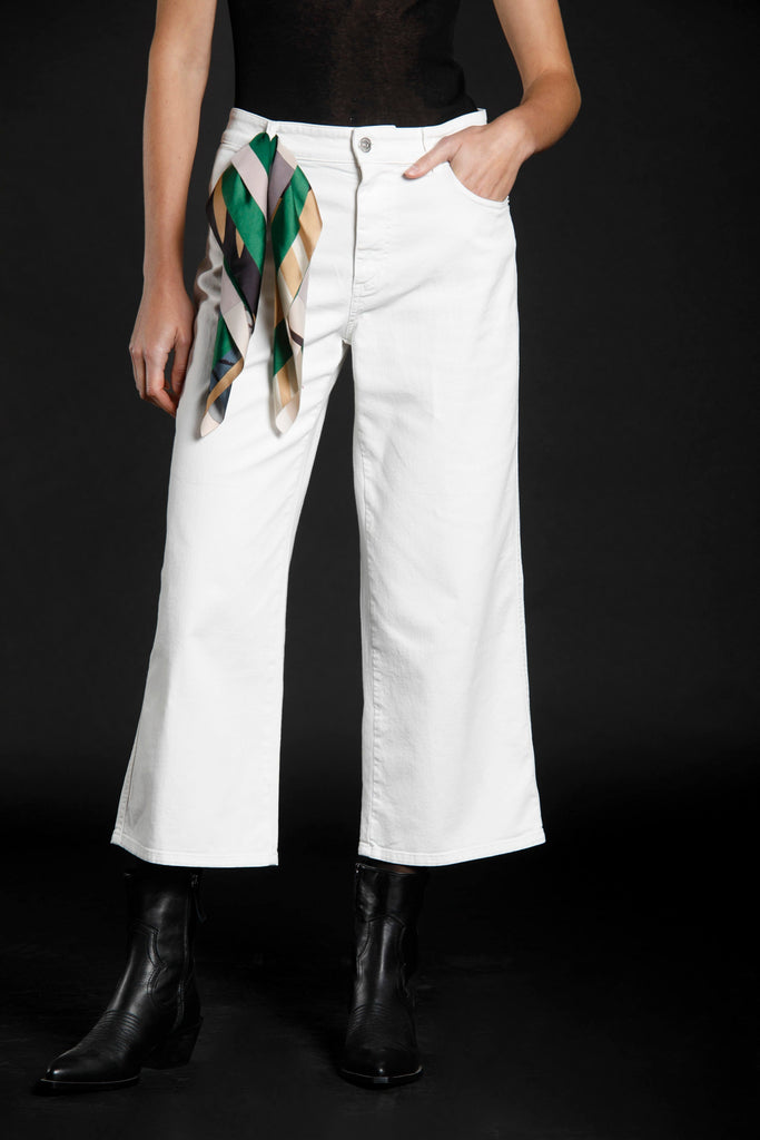 Image 1 de pantalon 5 poches en denim stretch couleur blanc lait modèle Samantha de Mason 's