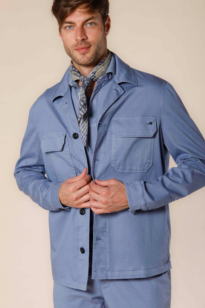 Image 1 du veste chemise homme en coton et tencel azur modéle Summer Jacket par Mason's