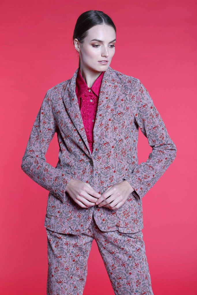 Image 2 d'un blazer femme en velours poudré à motif fleuri modèle Theresa par Mason's
