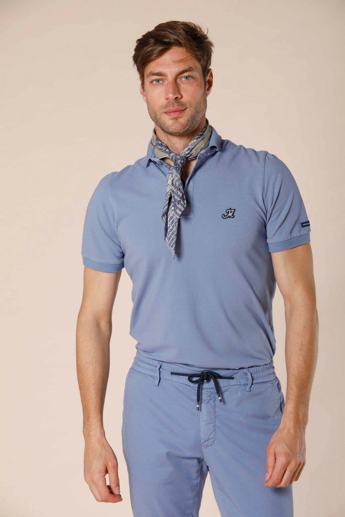 image 2 de polo homme en piquet avec détsils de couture modèle Leopardi en azur régulier de mason's 