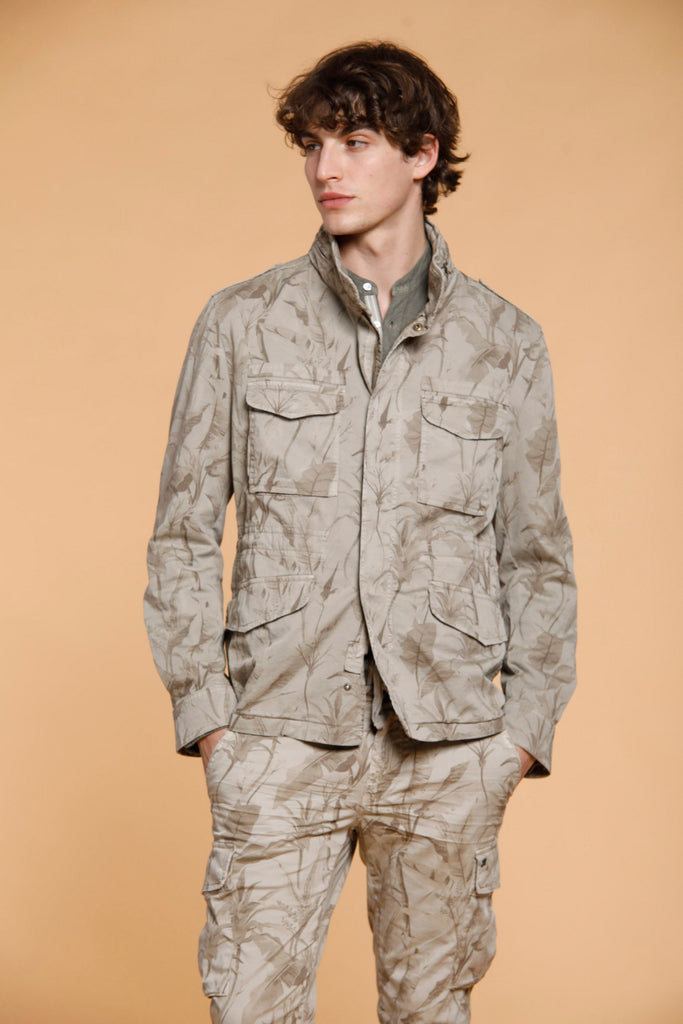 M74 JACKET veste homme en twill de coton imprimé feuilles
