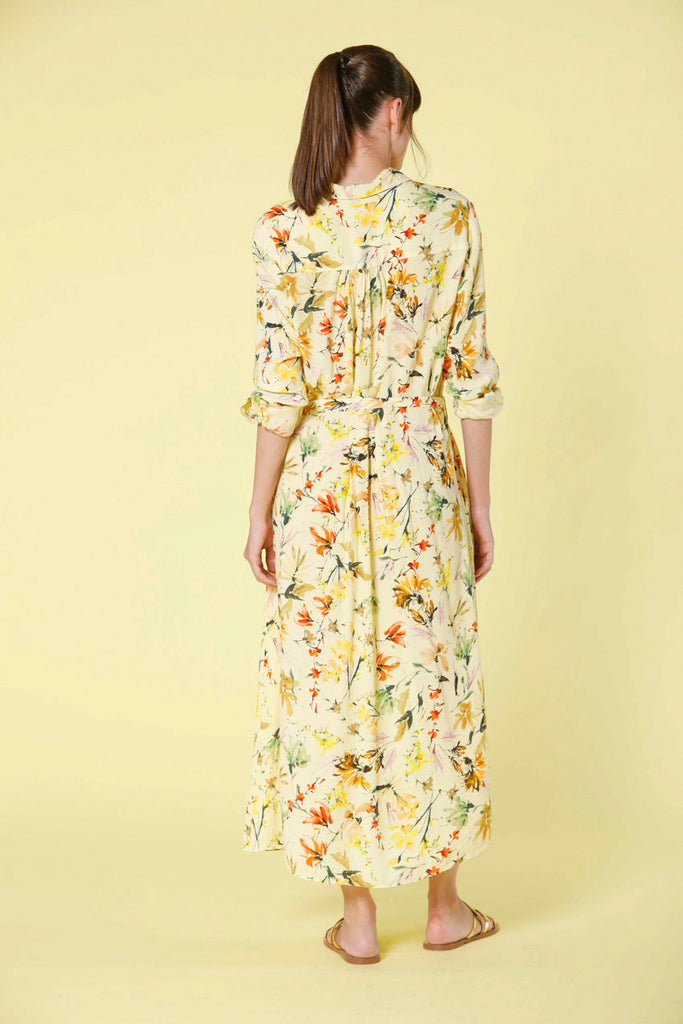 image 4 de robe longue femme en popeline avec motif de fleurs Nicole Dress régulière jaune pale de Mason's 