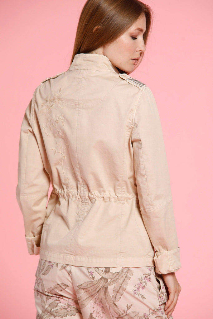 Eva Veste militaire pour femme en coton avec coulisse  brodé et clous