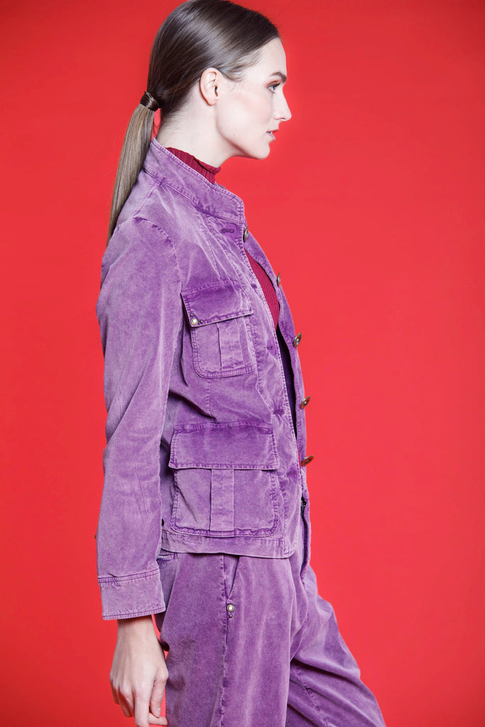 Image 4 de Veste femme en velours violet 1000 rayures modèle Karen par Mason's