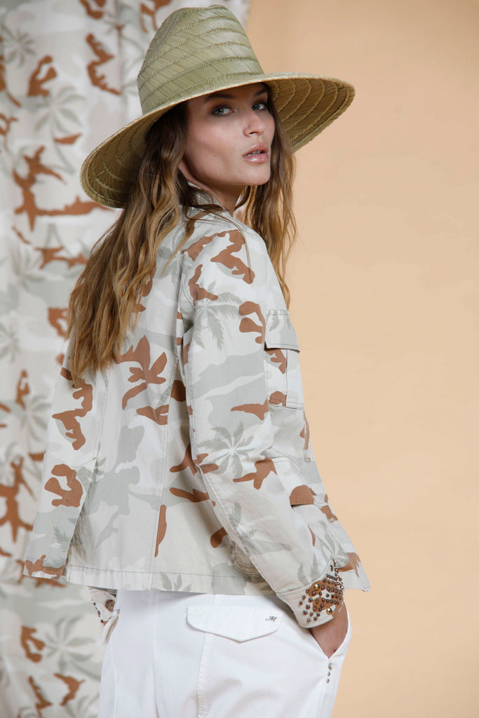 Karen Veste militaire  pour femme en coton imprimé camouflage avec clous