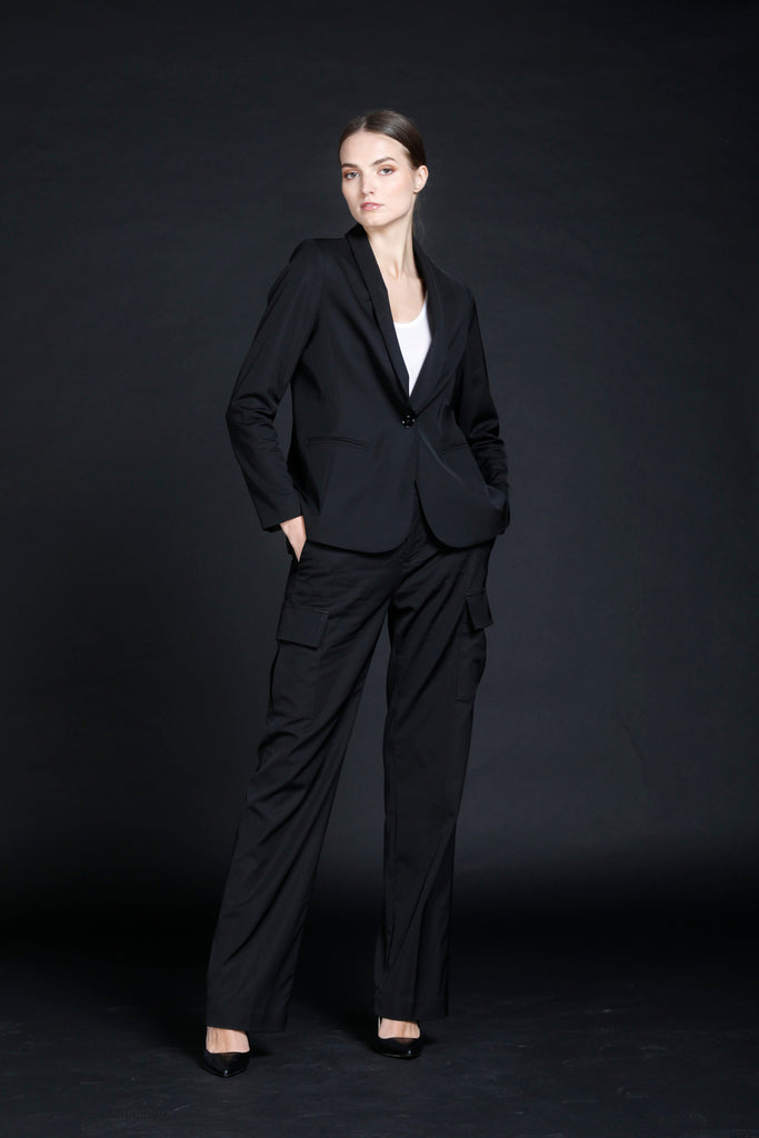image 2 de veste  femme en satin stretch couleur noir modèle Smocking de Mason's