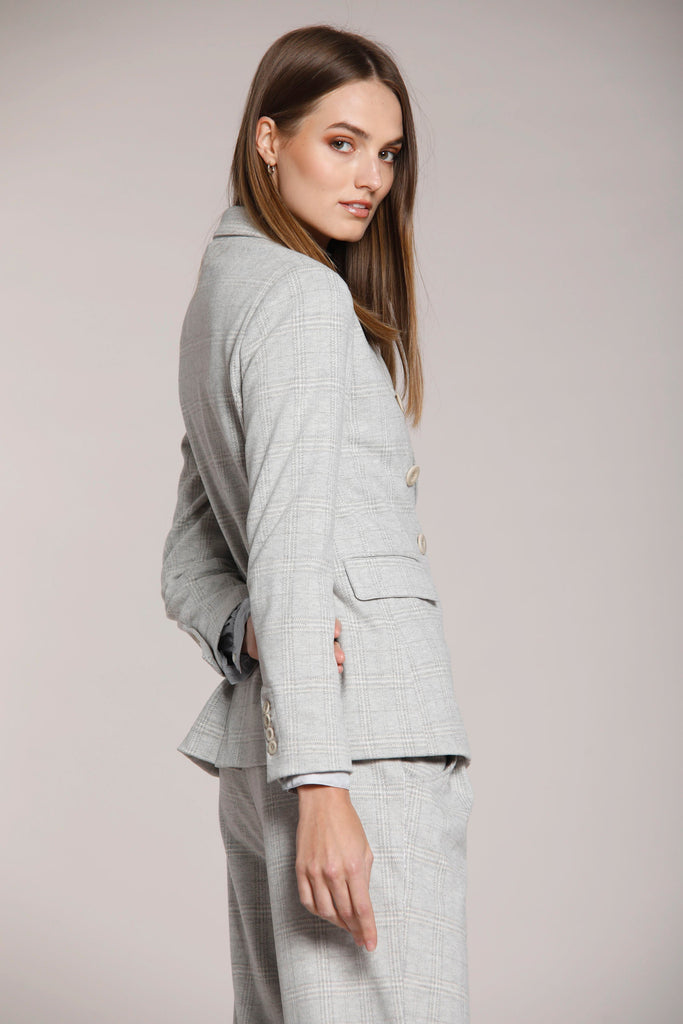Immagine 5 di blazer doppio petto da donna in jersey, con pattern galles, colore grigio chiaro, modello Caroline di Mason's