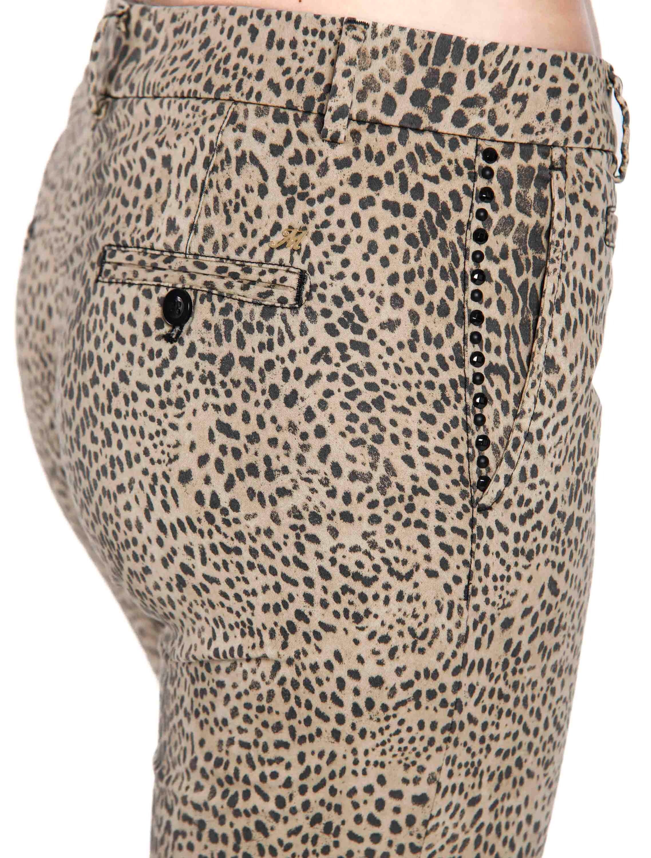 Jaqueline Capri woman chino pants in animalier cotton curvy