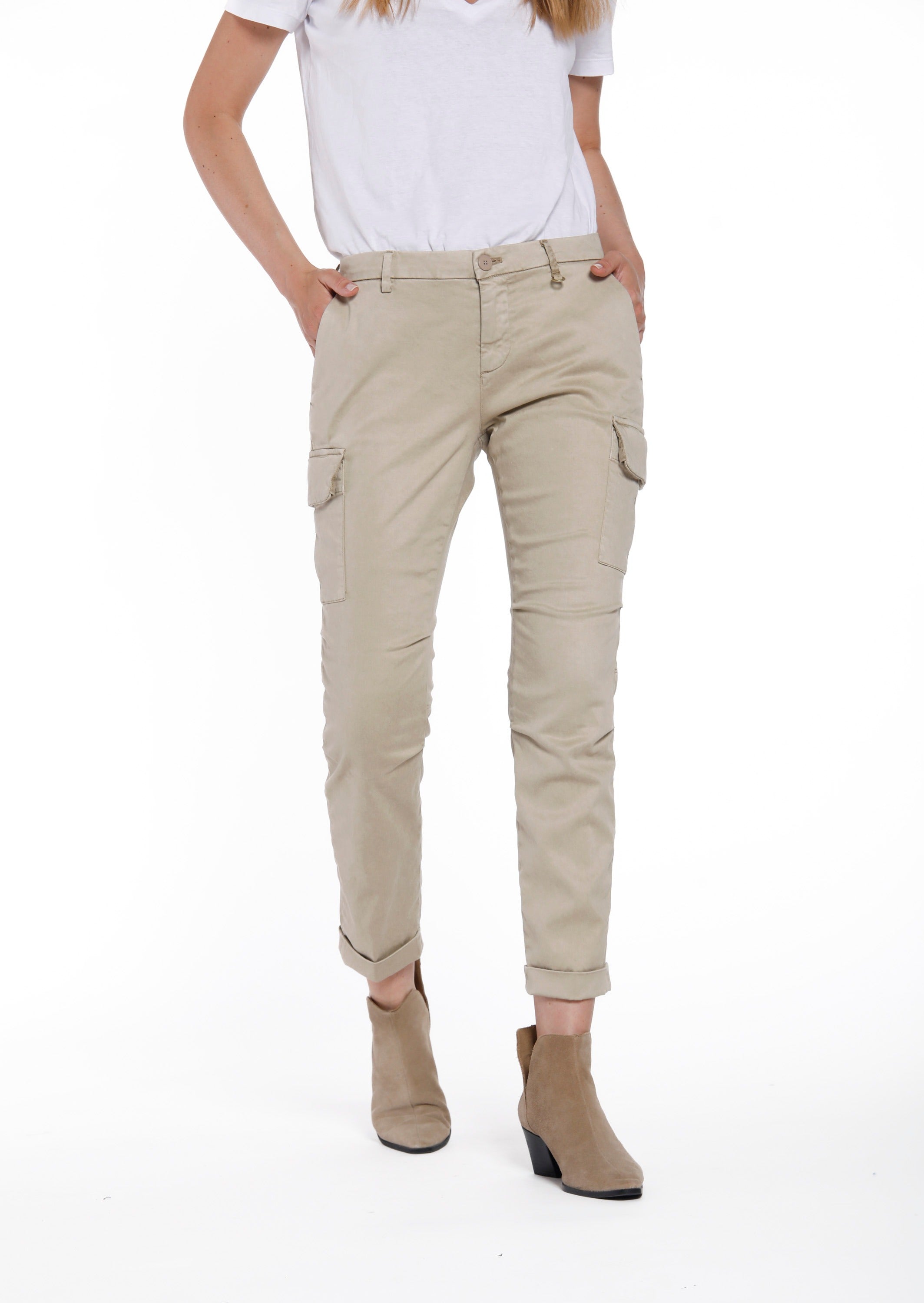 Chile City pantalone cargo donna in raso stretch icon washes curvy