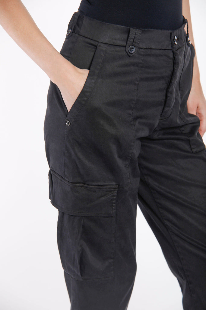 Birkin Pantalon cargo pour femme en satin stretch avec clous curvy