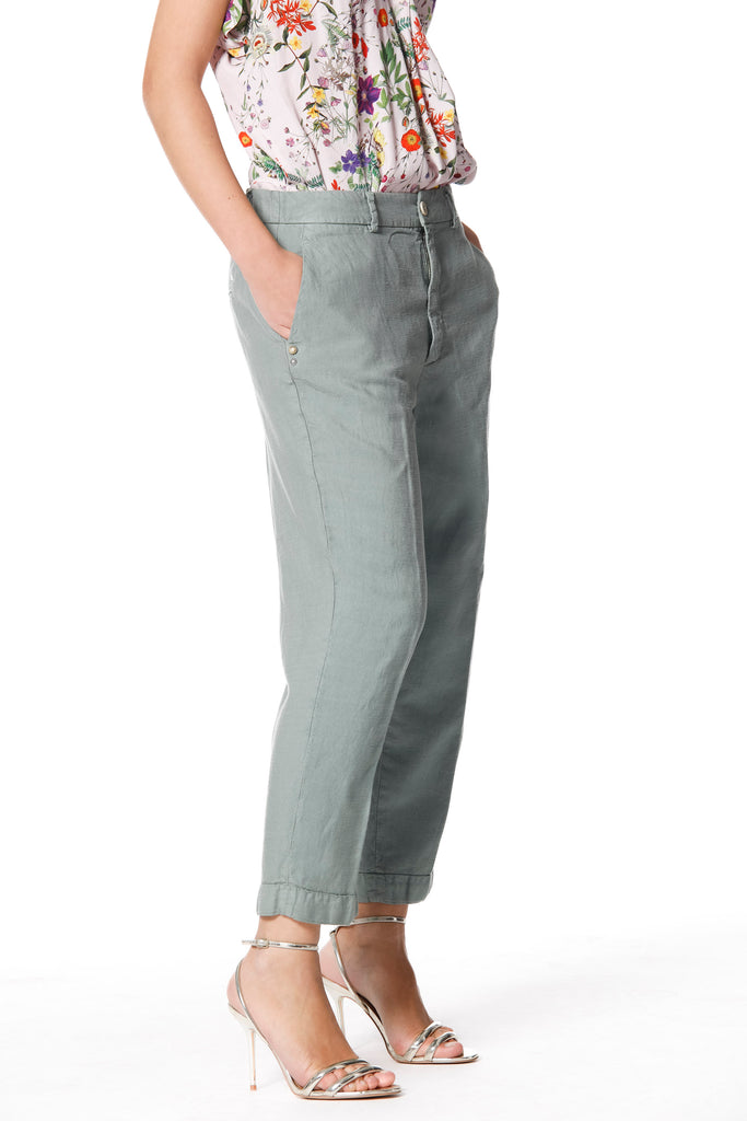 Linda Summer Pantalon chino femme en tencel et lin décontracté