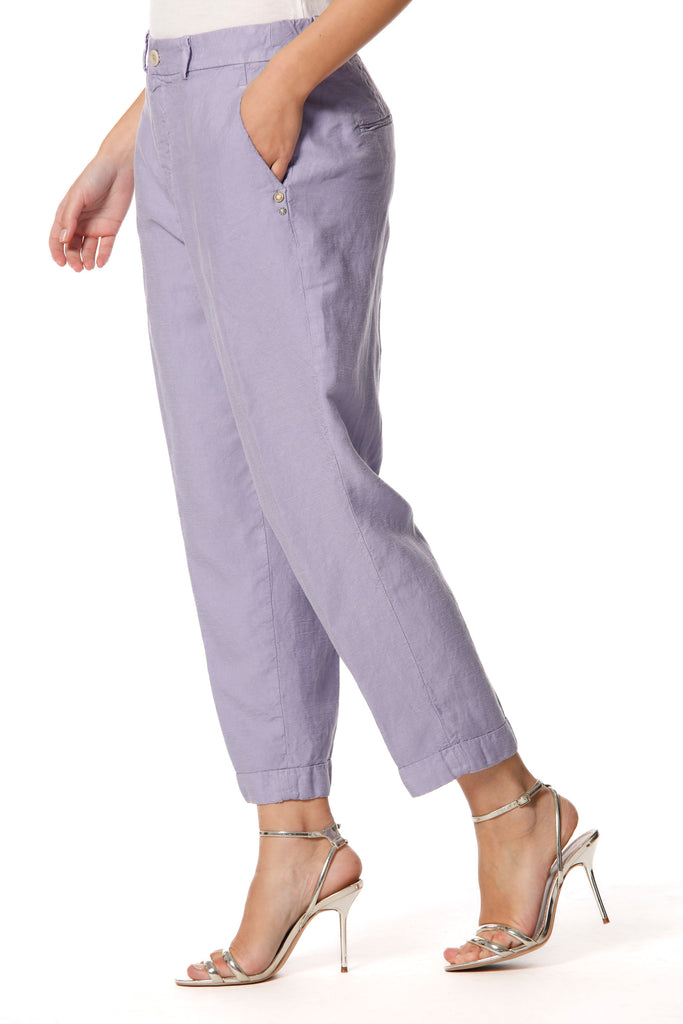 Linda Summer Pantalon chino femme en tencel et lin décontracté