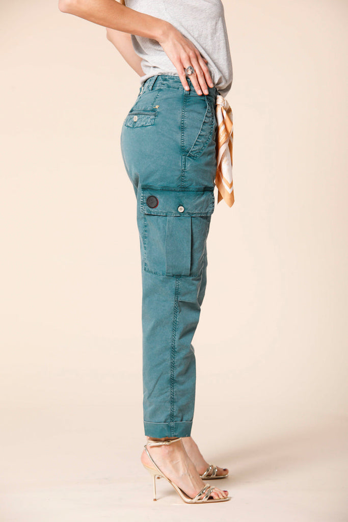 image 3 de pantalon cargo femme en twill de coton modèle judy archivio W en vert menthe relaxed de Mason's