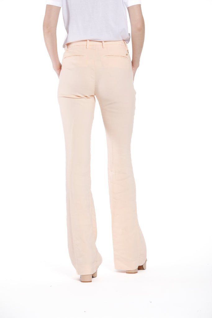 New York Flare Pantalon chino femme en lin mélangé bas large slim